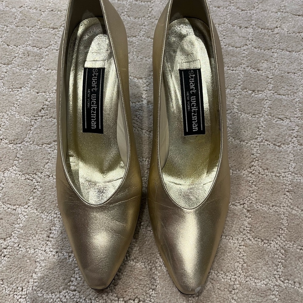 Stuart Weitzman Metallic Gold Heels